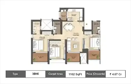3 BHK 1162 SqFt